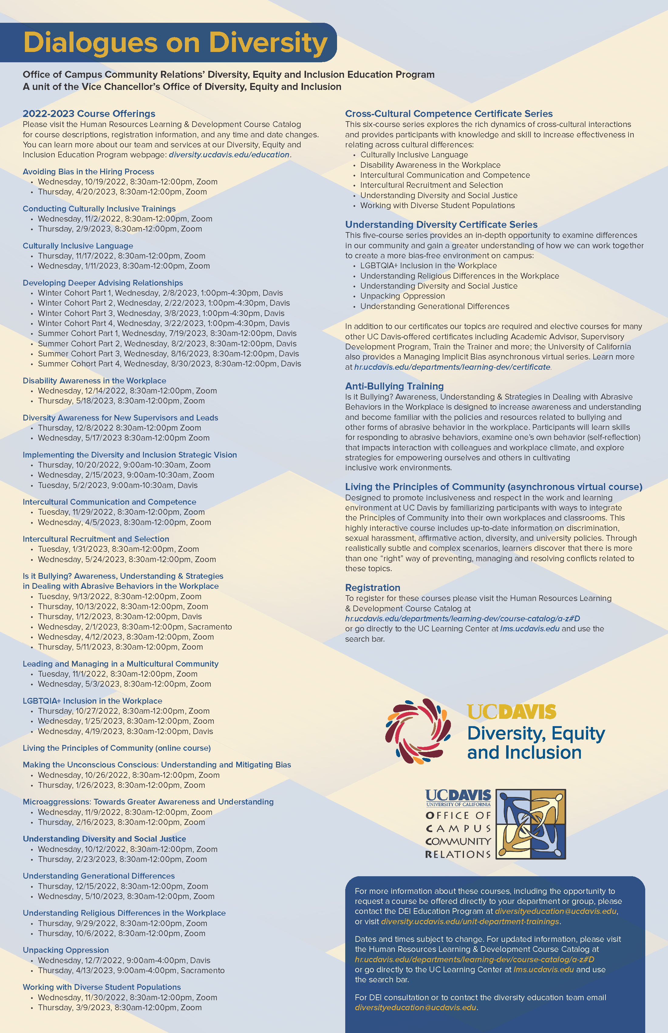 Dialogues on Diversity 2022-2023 Course Offerings